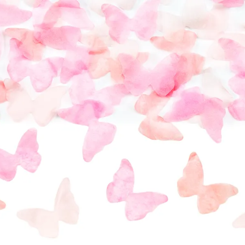 Konfettikanone Gender Reveal mit Schmetterlingen Rosen 20 cm