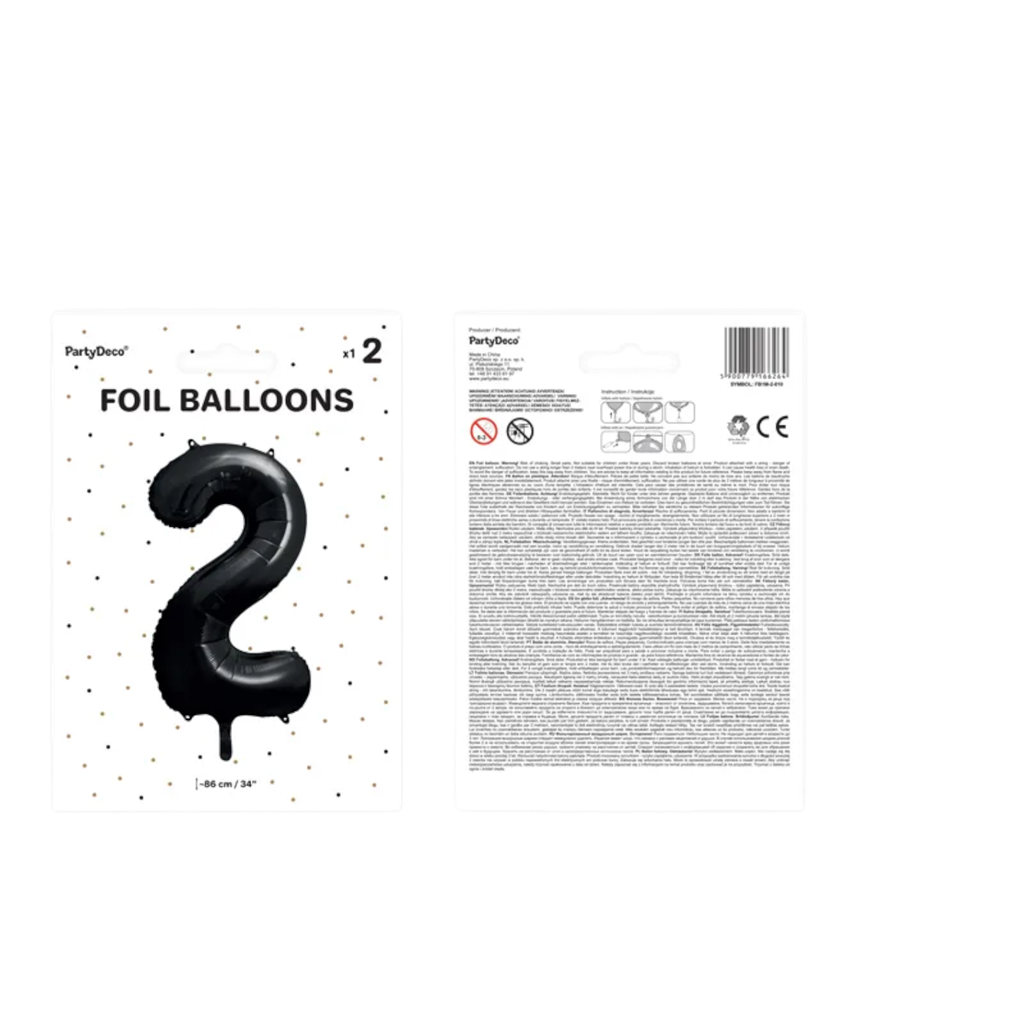 Ball Chiffre ''2'', Alu, 86cm, schwarz