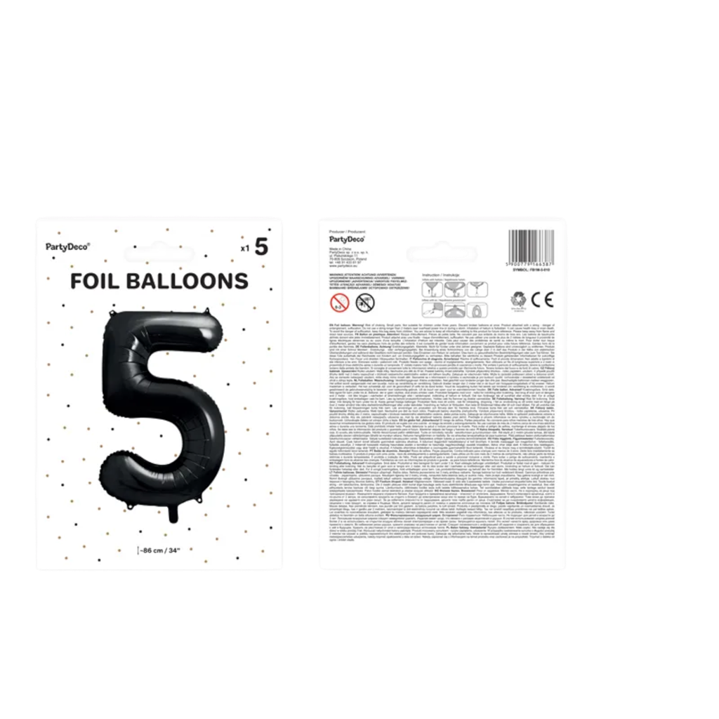 Ball Chiffre ''5'', Alu, 86cm, schwarz