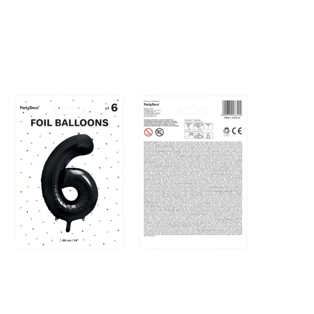 Ball Chiffre ''6'', Alu, 86cm, schwarz