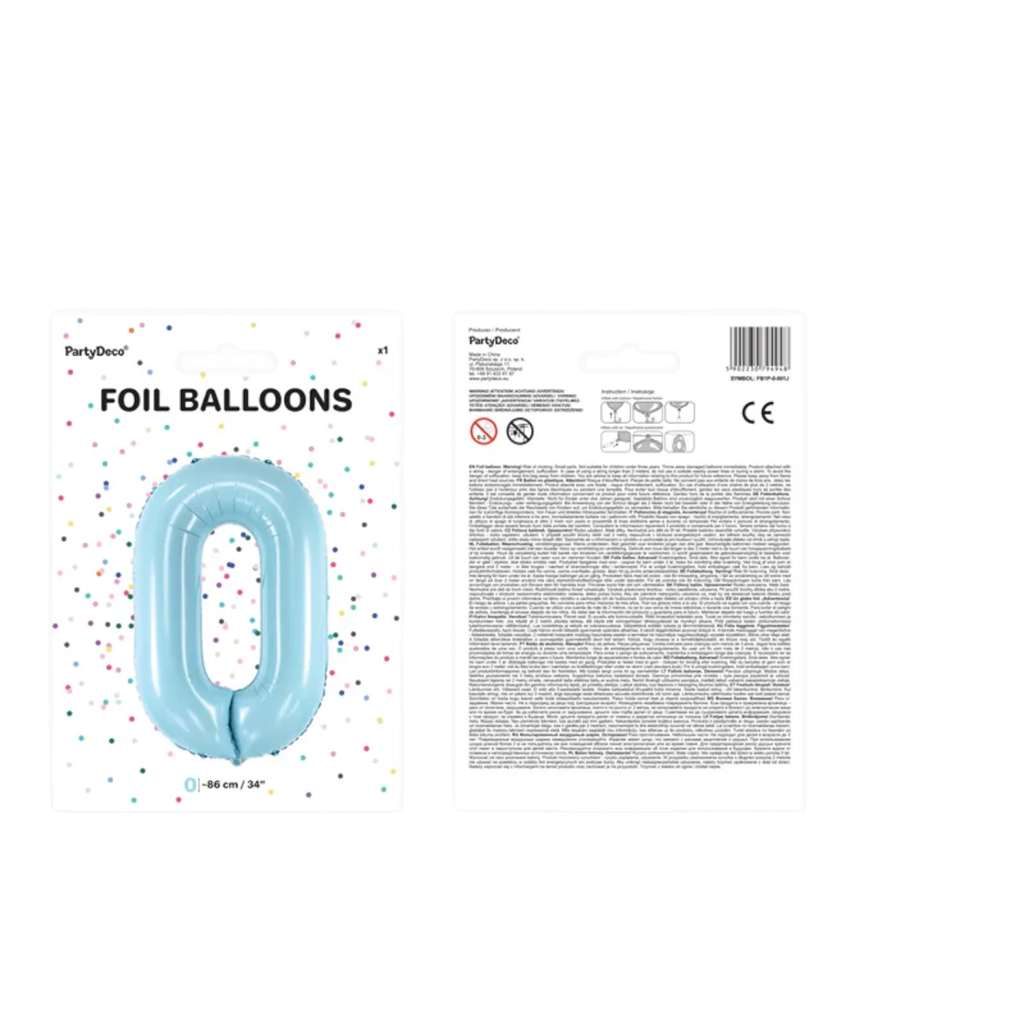 Ball Chiffre ''0'', Alu, 86cm, hellblau
