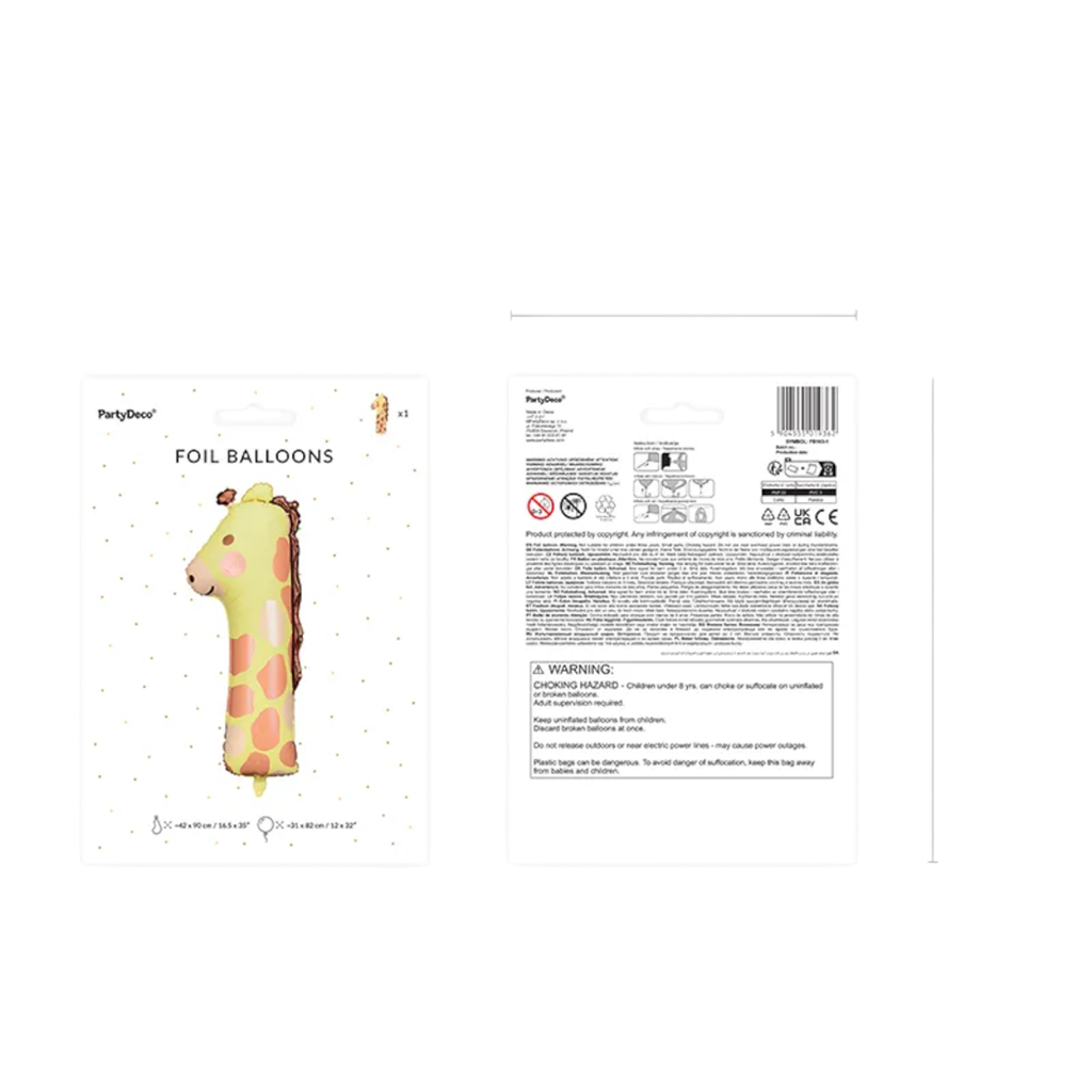 Ballon Giraffe Aluminium Ziffer 1