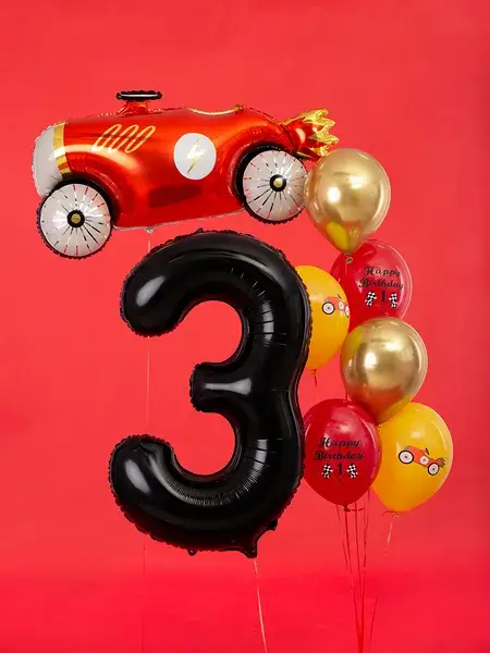 Ball Chiffre ''3'', Alu, 86cm, schwarz