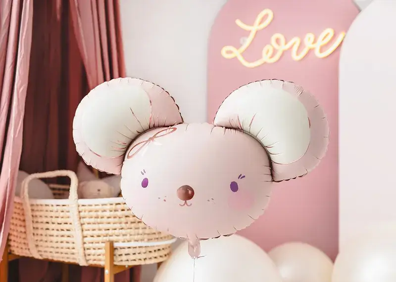 Aluminiumball Maus, 96 x 64 cm, knallpink