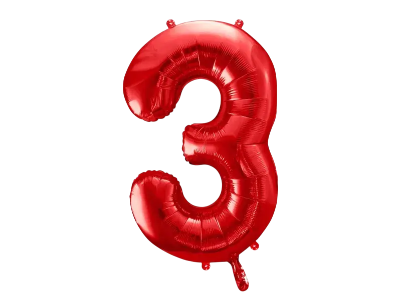 Ball Chiffre ''3'', Alu, 86cm, rot