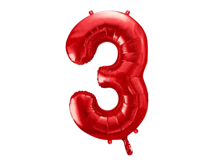 Ball Chiffre ''3'', Alu, 86cm, rot