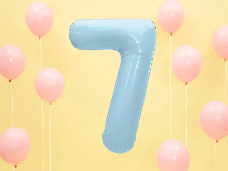 Ballon Chiffre ''7'', Alu, 86cm, hellblau