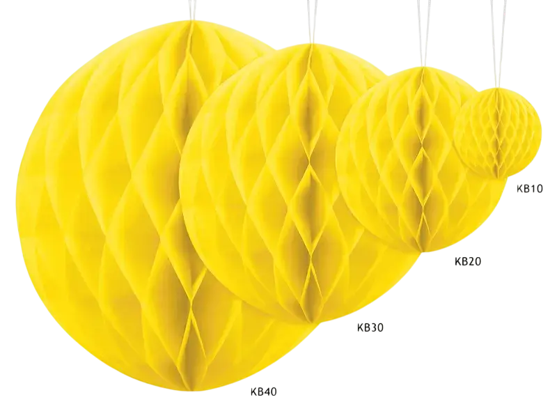 Papierkugel mit Wabenstruktur, gelb, 20 cm