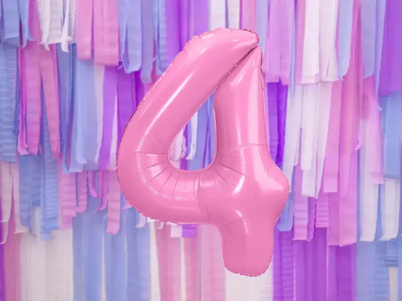 Ballon Chiffre ''4'', Alu, 86cm, hellrosa
