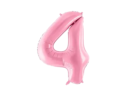 Ballon Chiffre ''4'', Alu, 86cm, hellrosa