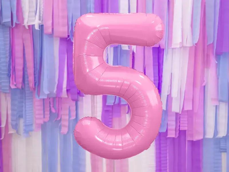 Ballon Chiffre ''5'', Alu, 86cm, hellrosa