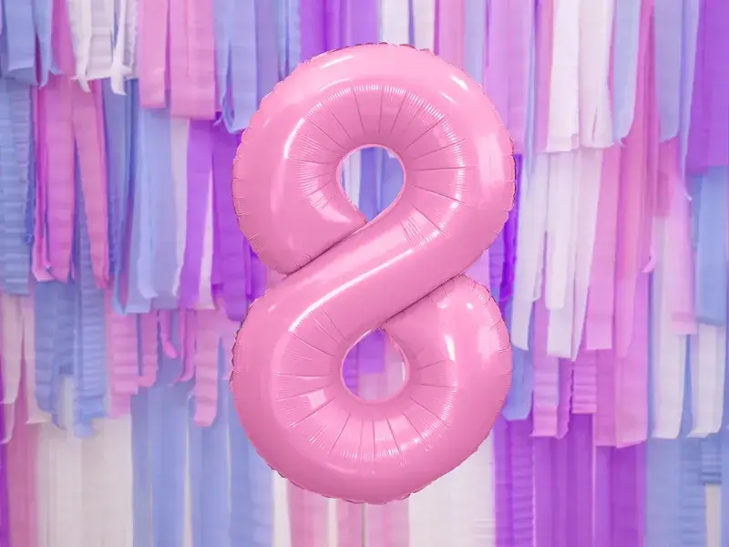 Ballon Chiffre ''8'', Alu, 86cm, hellrosa