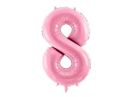 Ballon Chiffre ''8'', Alu, 86cm, hellrosa