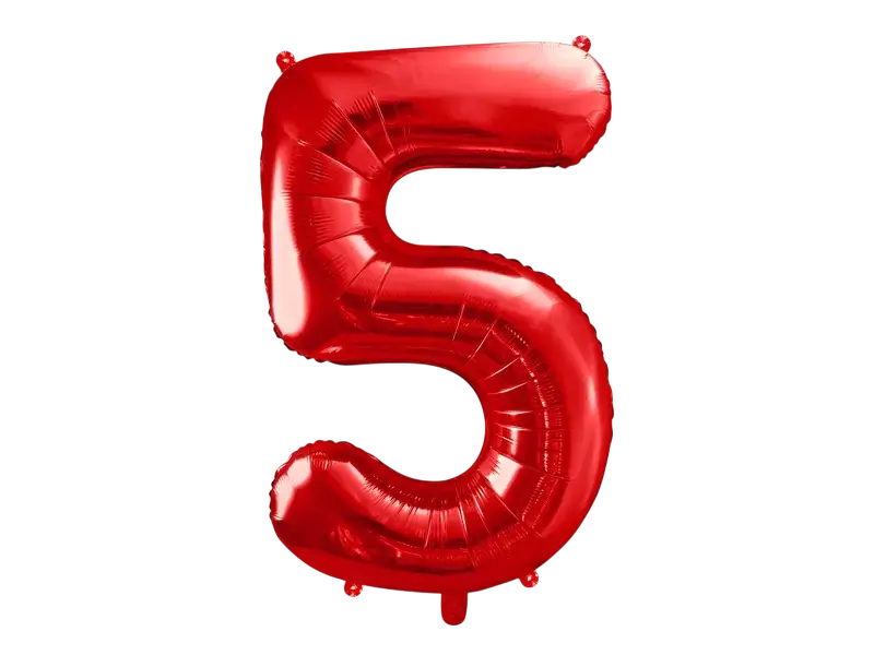 Ball Chiffre ''5'', Alu, 86cm, rot