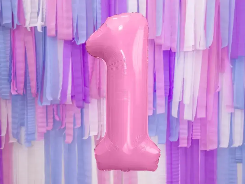 Ballon Chiffre ''1'', Alu, 86cm, hellrosa
