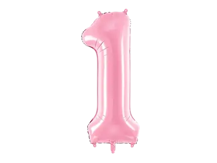 Ballon Chiffre ''1'', Alu, 86cm, hellrosa
