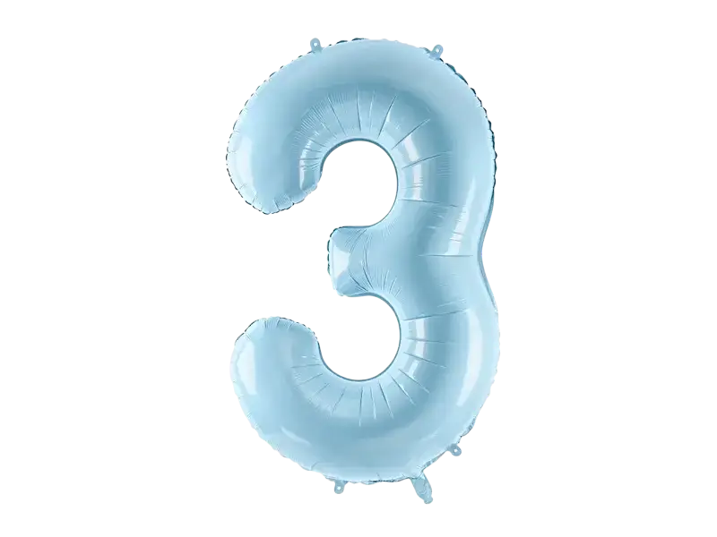 Ball Chiffre ''3'', Alu, 86cm, hellblau