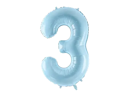 Ball Chiffre ''3'', Alu, 86cm, hellblau