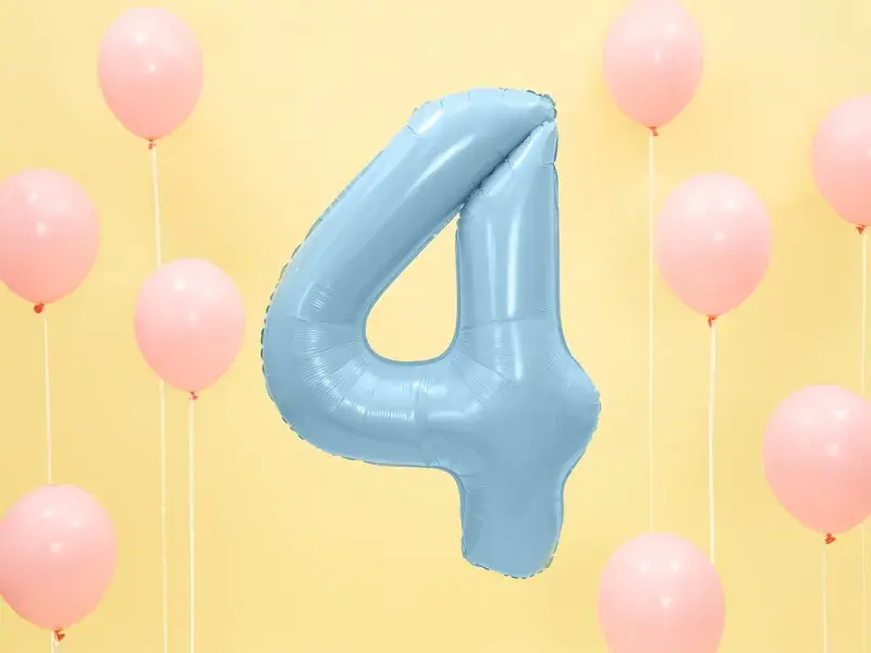 Ball Chiffre ''4'', Alu, 86cm, hellblau