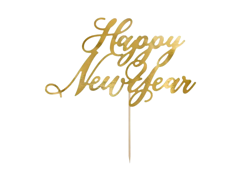 Cake Topper Happy New Year goldfarben
