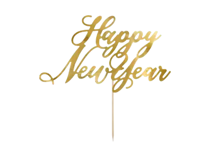 Cake Topper Happy New Year goldfarben