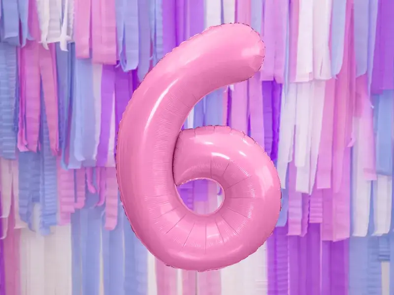 Ballon Chiffre ''6'', Alu, 86cm, hellrosa