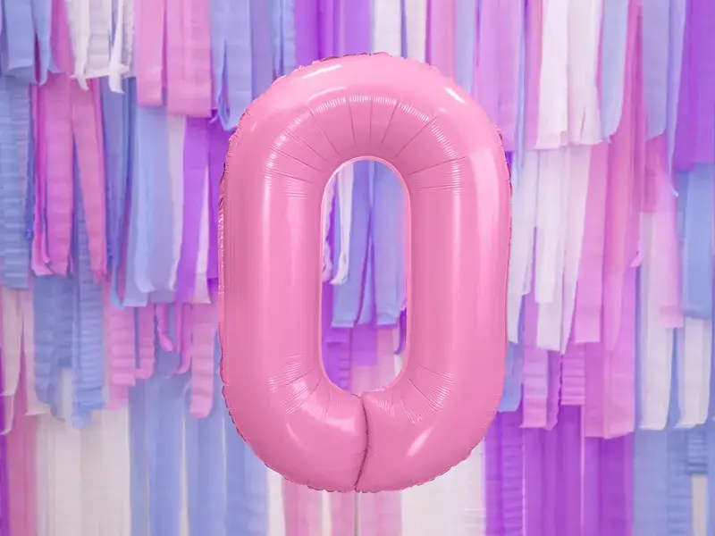 Ballon Chiffre ''0'', Alu, 86cm, hellrosa