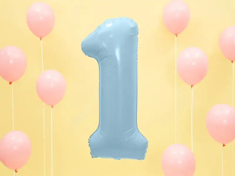 Ball Chiffre ''1'', Alu, 86cm, hellblau