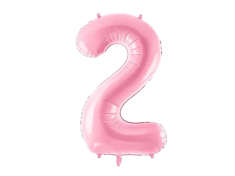 Ballon Chiffre ''2'', Alu, 86cm, hellrosa