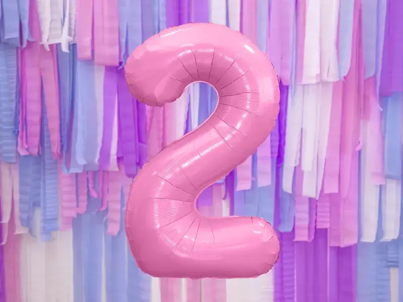 Ballon Chiffre ''2'', Alu, 86cm, hellrosa