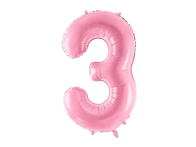 Ballon Chiffre ''3'', Alu, 86cm, hellrosa