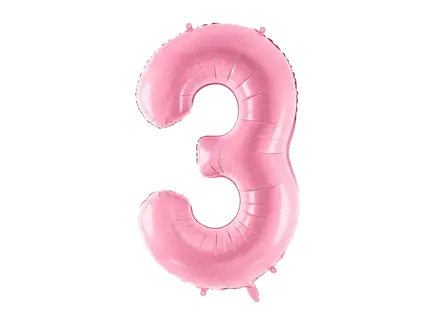 Ballon Chiffre ''3'', Alu, 86cm, hellrosa