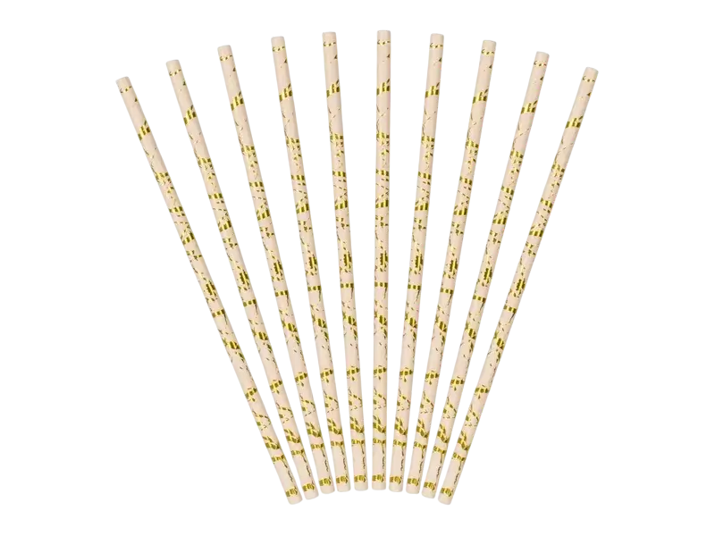 10 Strohhalme rosa gepudert marmoriert goldfarben