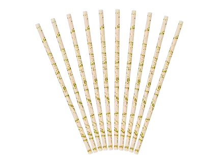 10 Strohhalme rosa gepudert marmoriert goldfarben