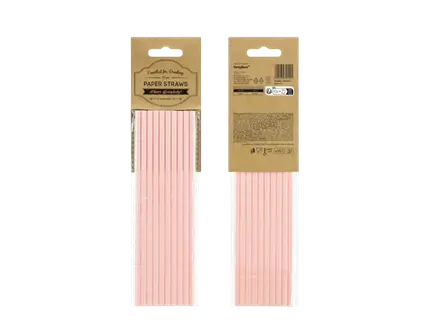 10 unifarbene rosa Papierstrohhalme