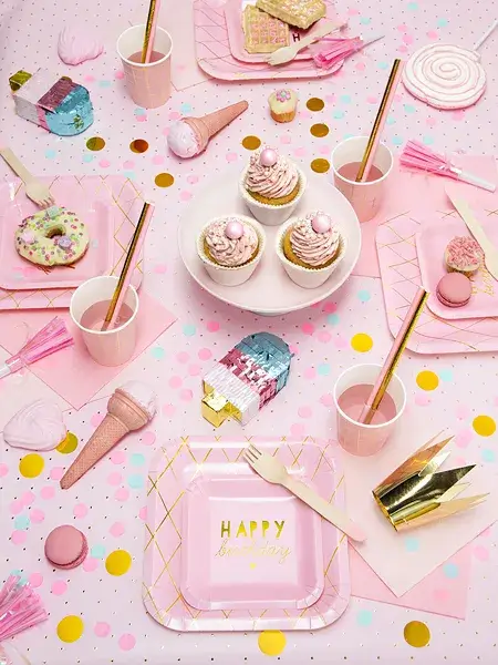 10 unifarbene rosa Papierstrohhalme