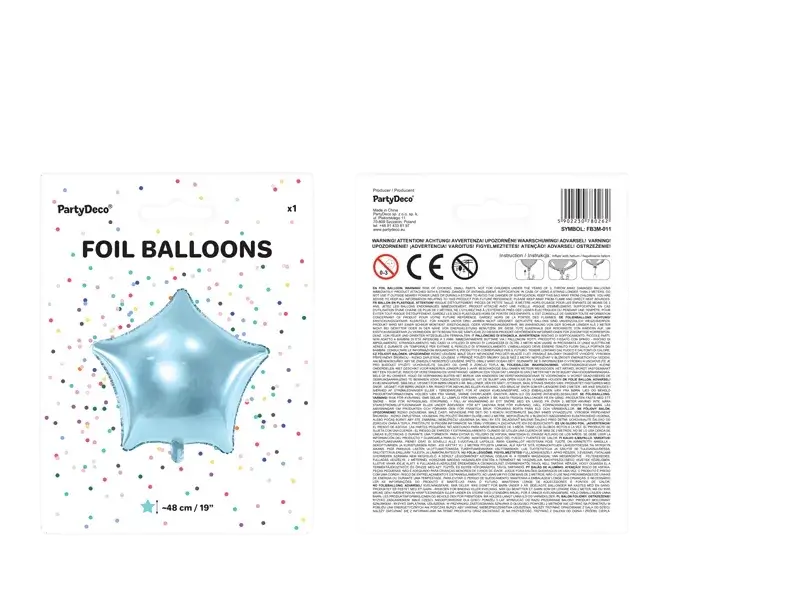 Aluminiumballon Stern hellblau metallic - 48 cm