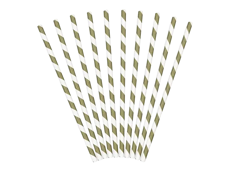 10 goldgestreifte Papierstrohhalme