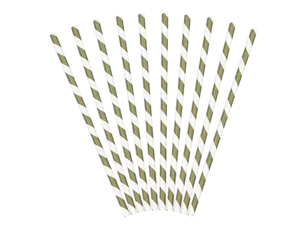 10 goldgestreifte Papierstrohhalme