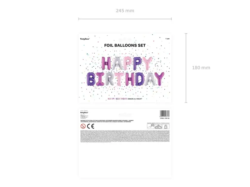 Luftballon Brief "Happy Birthday" Rosa