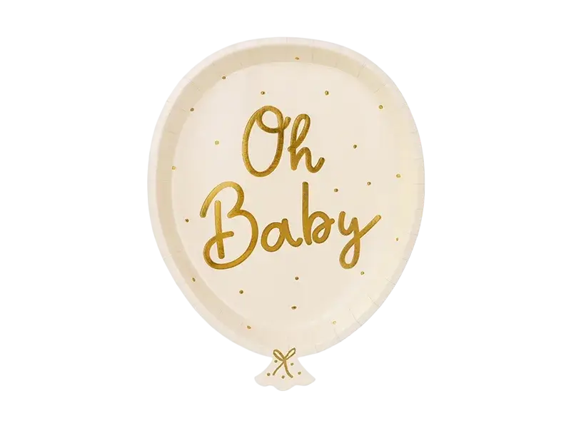 6 Baby Shower Teller Creme Oh Baby, 17.5 x 22 cm