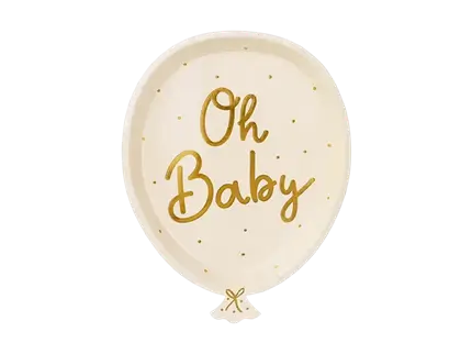 6 Baby Shower Teller Creme Oh Baby, 17.5 x 22 cm