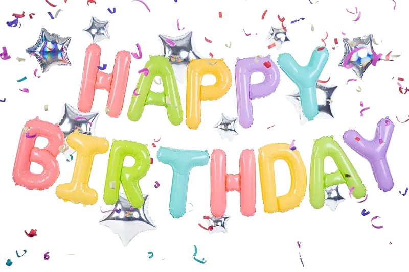 Ballon Happy Birthday mehrfarbig Pastell mit Sternen - 395 x 35 cm
