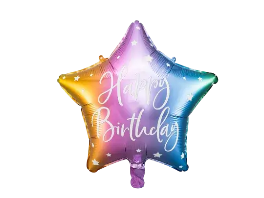 Luftballon Regenbogenstern Happy Birthday