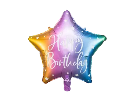 Luftballon Regenbogenstern Happy Birthday