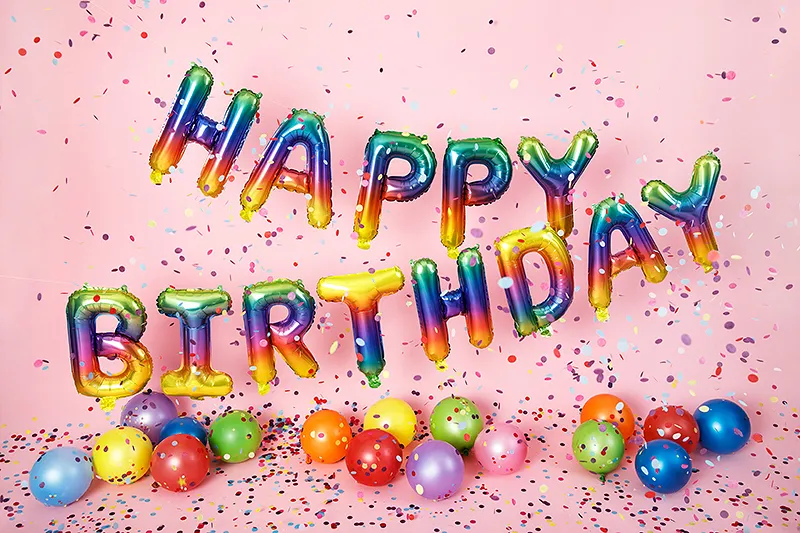 Luftballons mehrfarbig Buchstaben Happy Birthday