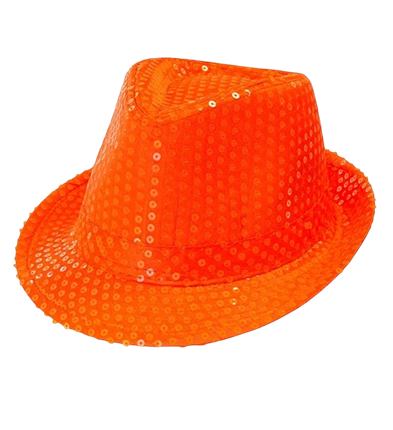 Neon-Hut in Neonorange mit Pailletten