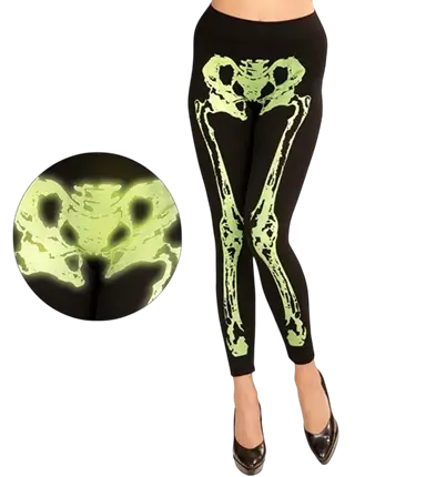 Leggings grün fluoreszierend Skelett Größe S/M