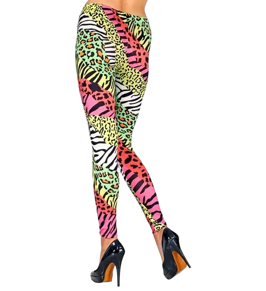 Leggings aus den 80er Jahren mit Tiermotiv - L/XL