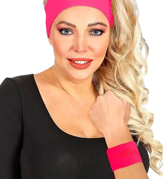 Paar neonpinkfarbene Manschetten